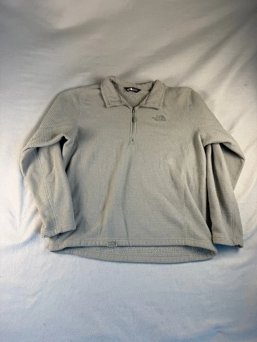 The North Face Waffle Knit Jacket Mens L Gray 1/4 Zip Up Fleece Outdoor Gorpcore